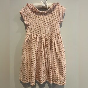 Pink Chicken Kids Dress with Dainty Feather Pattern
